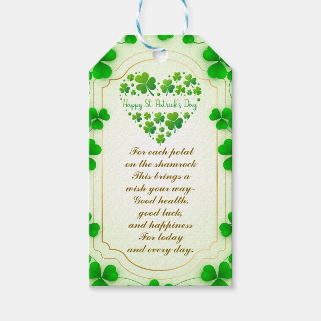 Irish blessings and shamrocks are symbols of luck geschenkanhänger (Vorderseite)