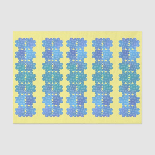 Irish Blue Textured Kleeblatts auf Gelb Seidenpapier (Vorderseite)