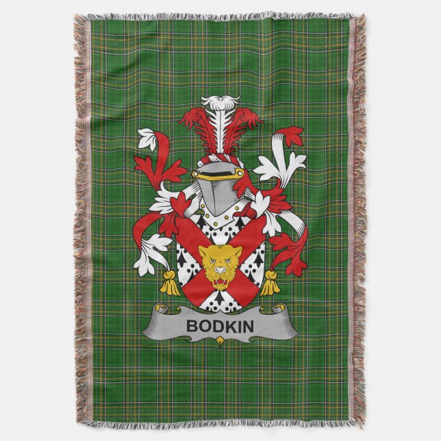 Irish Bodkin Coat of Arms Familienwappen Irland Decke (Vorderseite Vertikal)