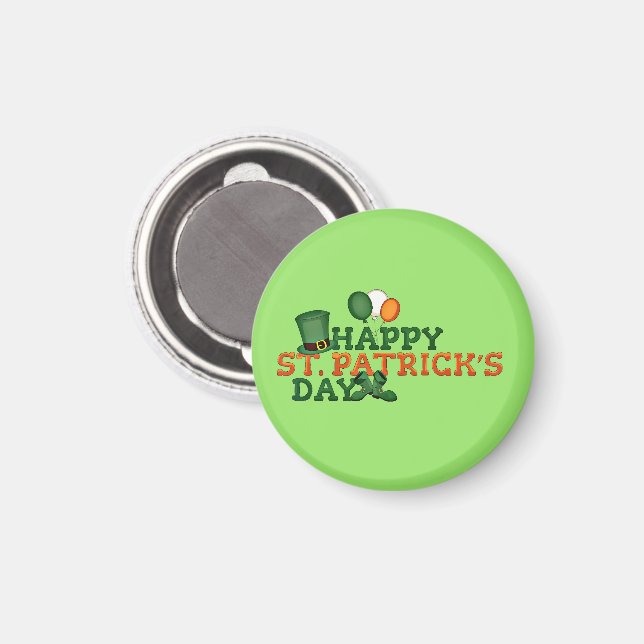 Irish Boots, Hat und Balloons, St. Patricks Day Magnet (Vorderseite/Rückseite)
