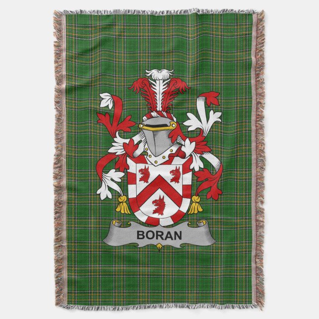 Irish Boran oder O_Boran Coat of Arms Familienwapp Decke (Vorderseite Vertikal)