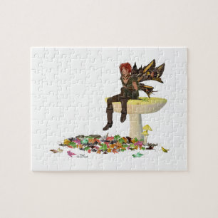 Irish Boy Fairy auf Mushroom Jigsaw Puzzle