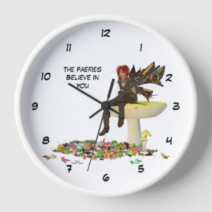 Irish Boy Fairy auf Mushroom Wall Clock Uhr