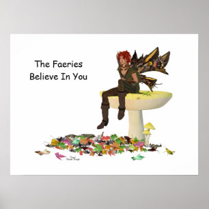 Irish Boy Fairy auf Pilzplakat Poster