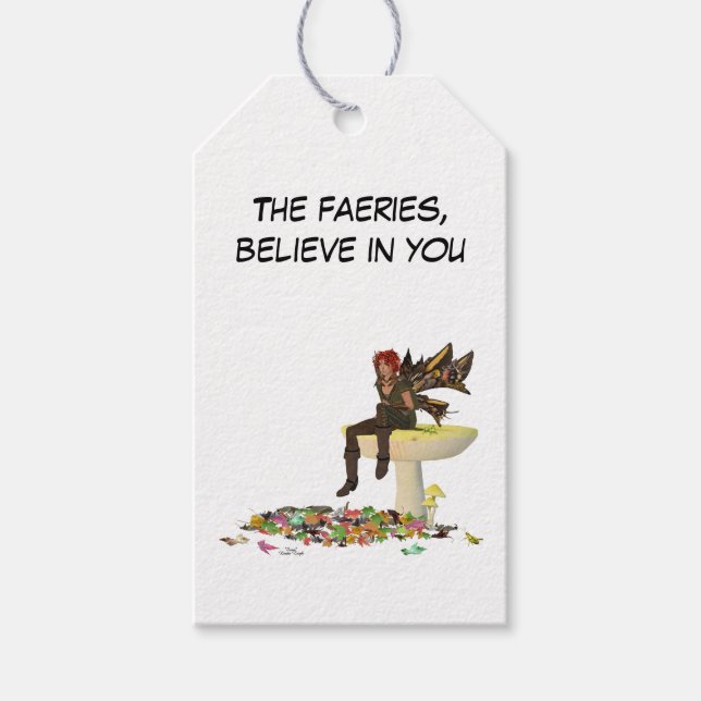 Irish Boy Fairy on Mushroom Gift Tag Geschenkanhänger (Vorderseite)