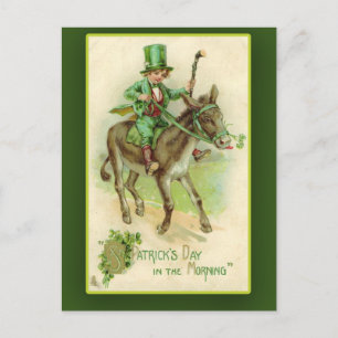 Irish Boy on Donkey St. Patrick's Day Cards Postkarte
