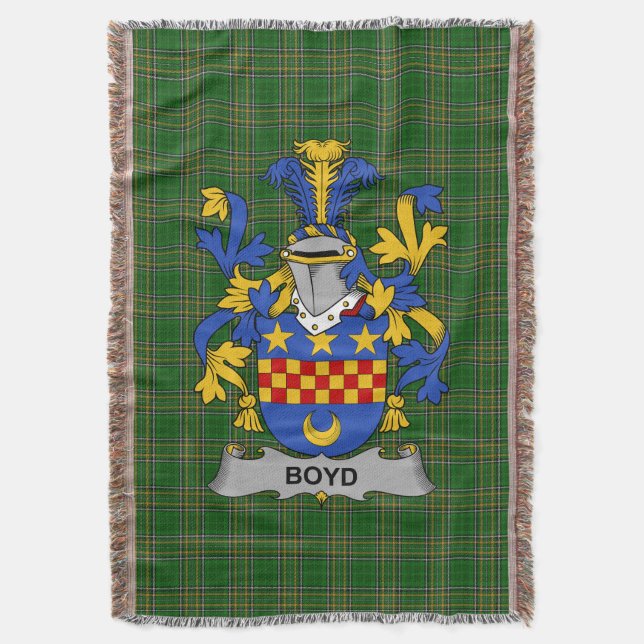 Irish Boyd (of Danson) Coat of Arms Familienwappen Decke (Vorderseite Vertikal)