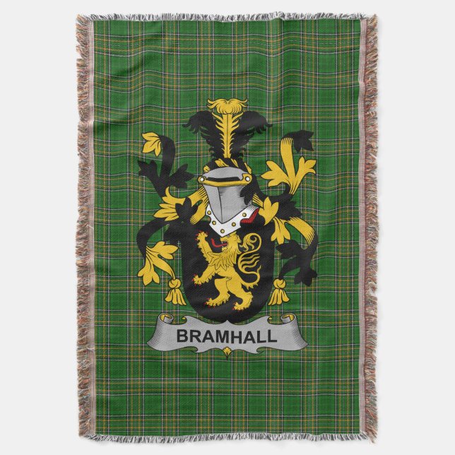 Irish Bramhall Coat of Arms Familienwappen Irland Decke (Vorderseite Vertikal)