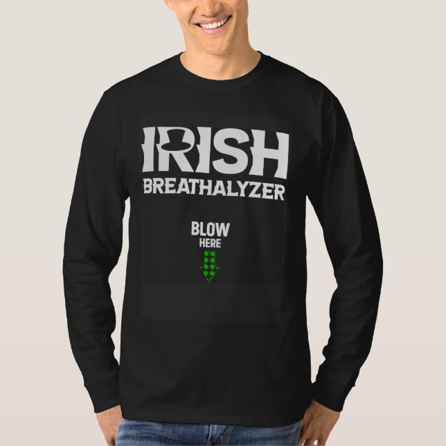 Irish Breathalyzer blow here  Adult St Patricks Da T-Shirt (Vorderseite)