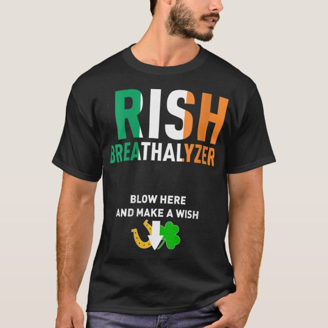 Irish Breathalyzer Blow Here St. Patrick's Day Dri T-Shirt (Vorderseite)