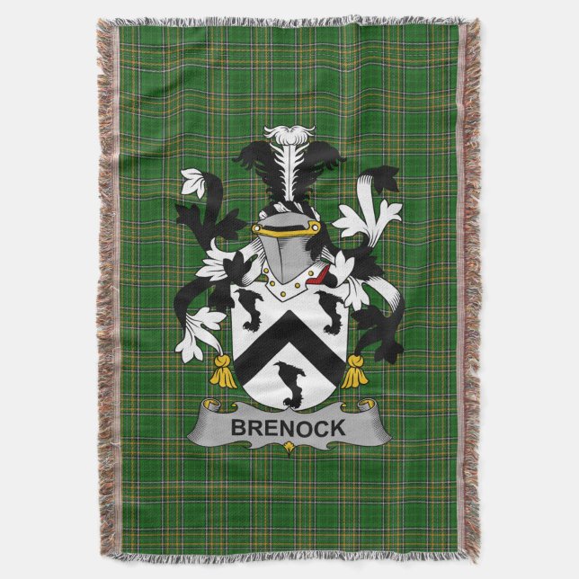 Irish Brenock Coat of Arms Familienwappen Irland Decke (Vorderseite Vertikal)