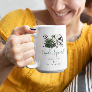 Irish Bride Squad Gothic Green Skull & Rose Kaffeetasse