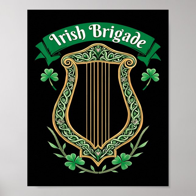 Irish Brigade Celtic Harp Heritage Poster (Vorne)