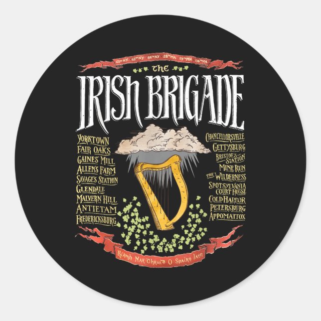 Irish Brigade Ziviler Krieg Runder Aufkleber (Vorderseite)