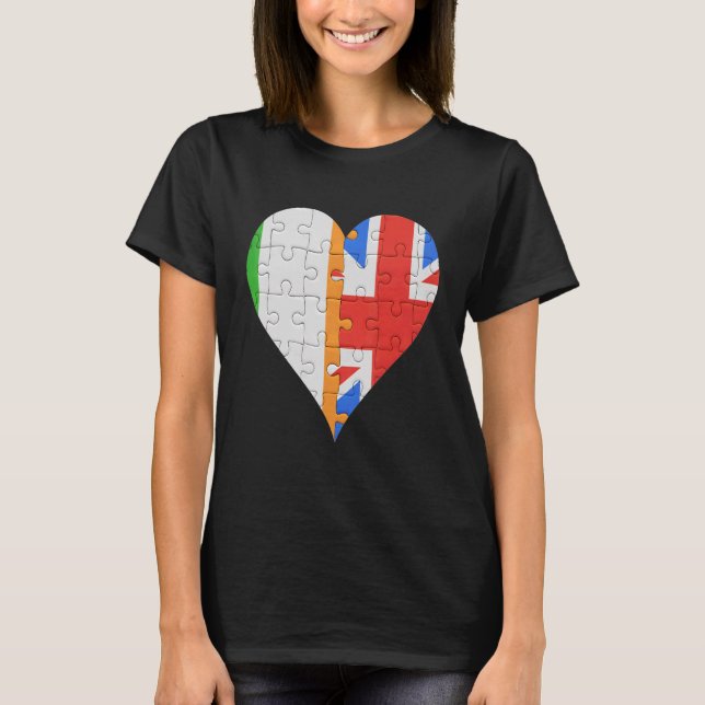 Irish British Flag Heart T-Shirt (Vorderseite)
