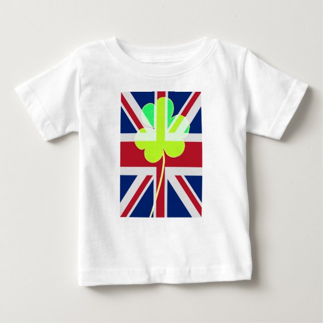 Irish British Flag Kleeblatt Clover St Patrick Ver Baby T-shirt (Vorderseite)