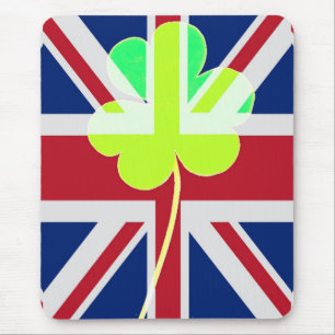 Irish British Flag Kleeblatt Clover St Patrick Ver Mousepad