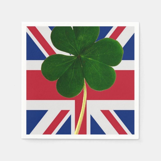 Irish British Flag Kleeblatt Clover St Patrick Ver Serviette (Vorderseite)