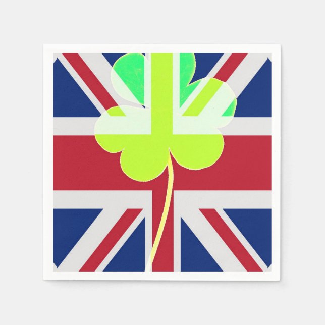 Irish British Flag Kleeblatt Clover St Patrick Ver Serviette (Vorderseite)