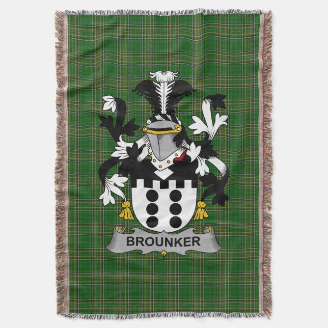 Irish Brounker Coat of Arms Familienwappen Irland Decke (Vorderseite Vertikal)