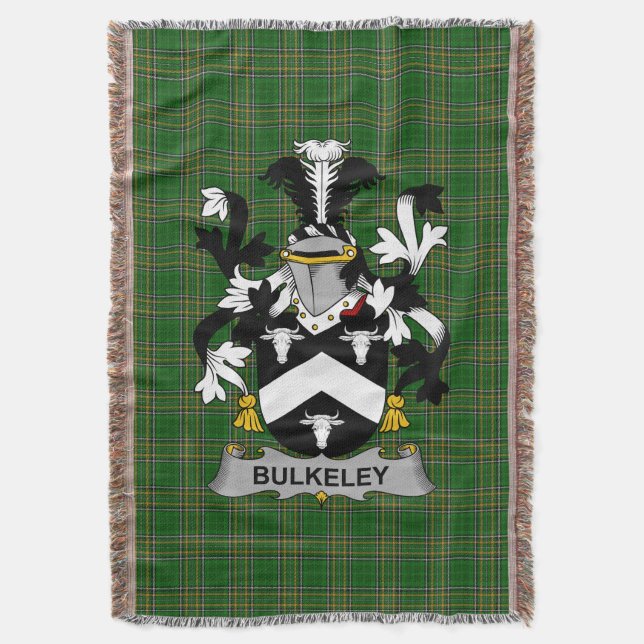 Irish Bulkeley Coat of Arms Familienwappen Irland Decke (Vorderseite Vertikal)
