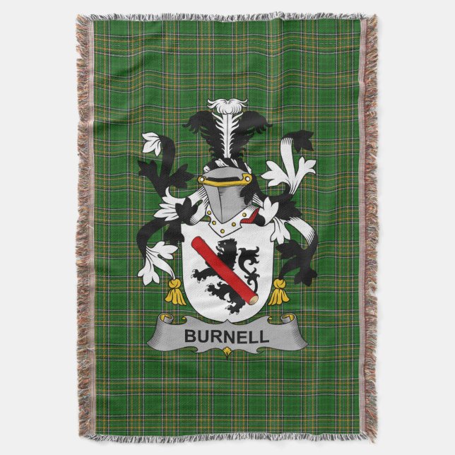 Irish Burnell Coat of Arms Familienwappen Irland Decke (Vorderseite Vertikal)