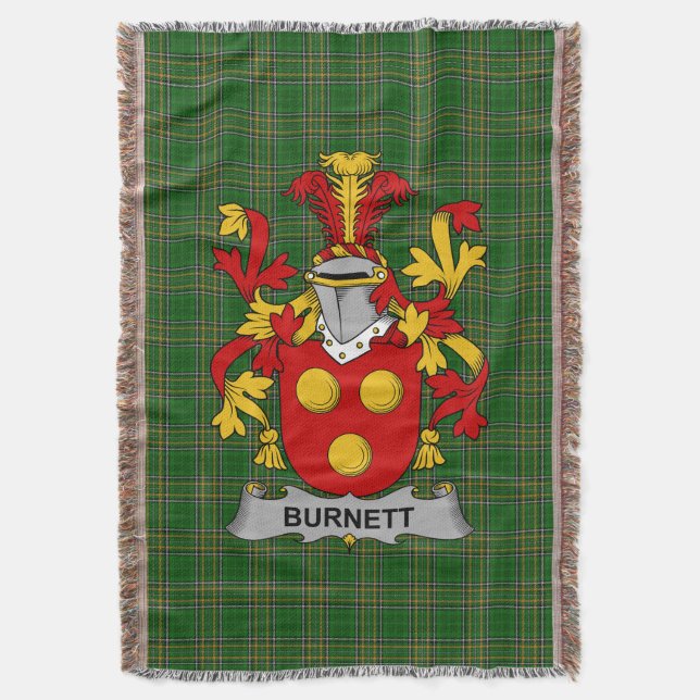 Irish Burnett Coat of Arms Familienwappen Irland Decke (Vorderseite Vertikal)