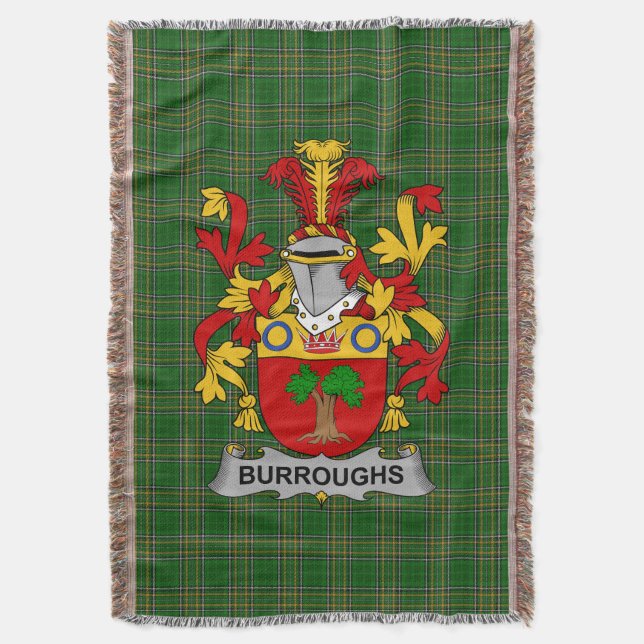 Irish Burroughs Coat of Arms Familienwappen Irland Decke (Vorderseite Vertikal)