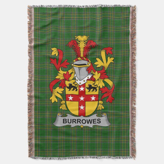 Irish Burrowes Coat of Arms Familienwappen Irland Decke (Vorderseite Vertikal)