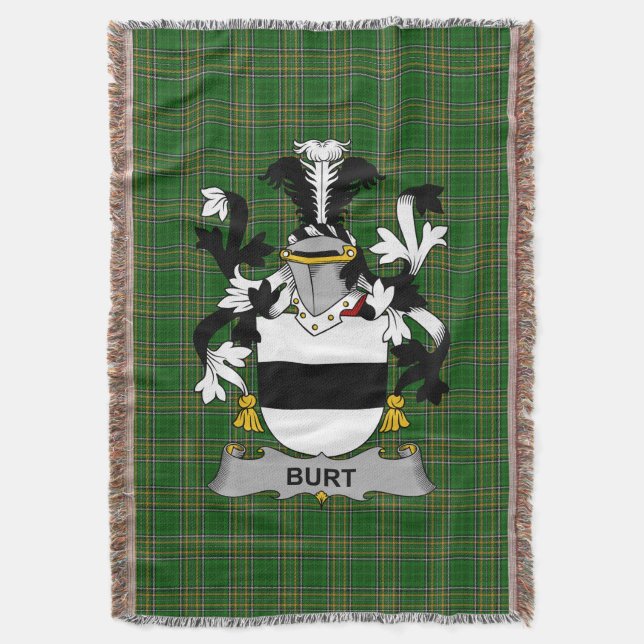 Irish Burt oder Birt Coat of Arms Familienwappen I Decke (Vorderseite Vertikal)