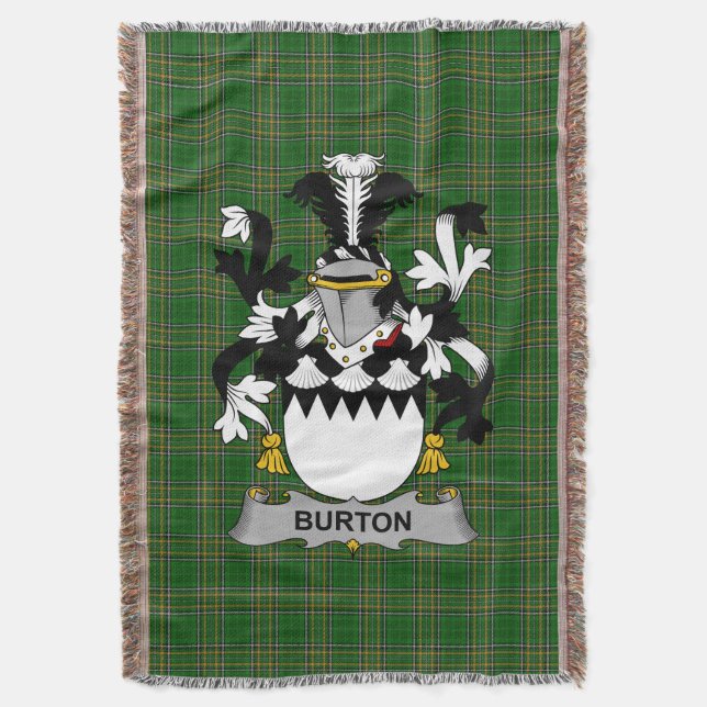 Irish Burton Coat of Arms Familienwappen Irland Decke (Vorderseite Vertikal)