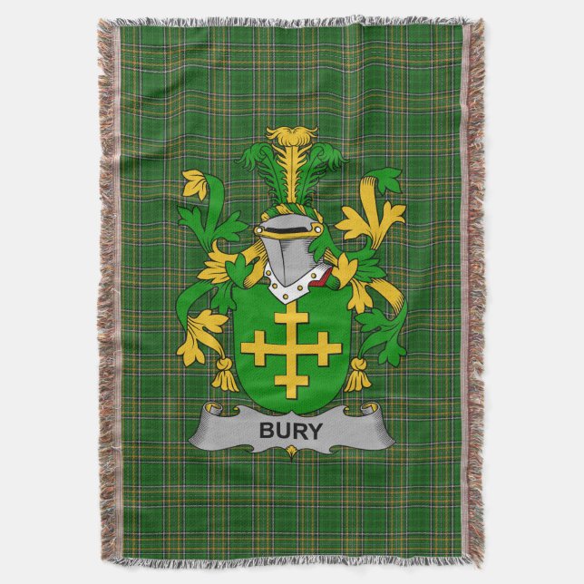 Irish Bury oder Berry Coat of Arms Familienwappen  Decke (Vorderseite Vertikal)