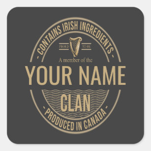 Irish Canadian Custom Family Clan Name Quadratischer Aufkleber