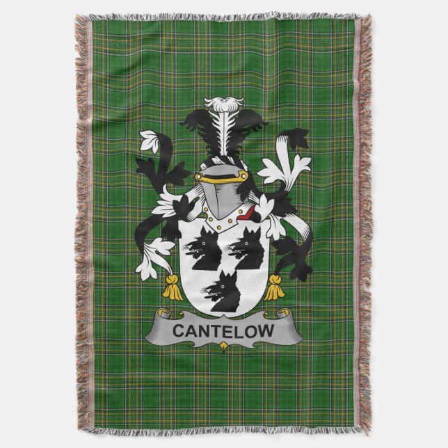 Irish Cantelow (e) Coat of Arms Familienwappen Ire Decke (Vorderseite Vertikal)