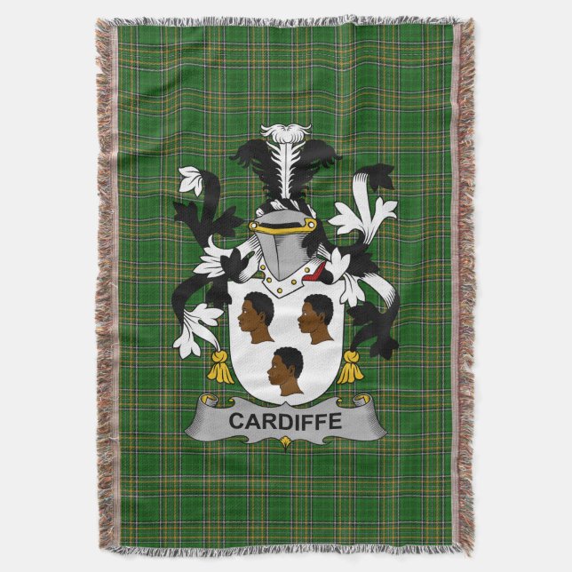 Irish Cardiffe Coat of Arms Familienwappen Irland Decke (Vorderseite Vertikal)