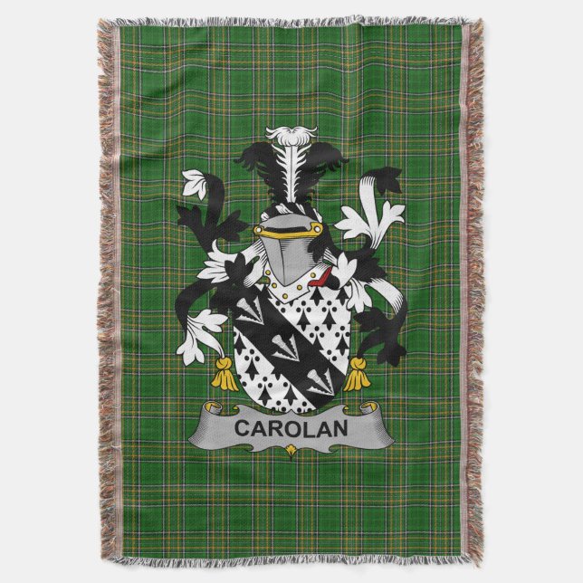 Irish Carolan Coat of Arms Familienwappen Irland Decke (Vorderseite Vertikal)