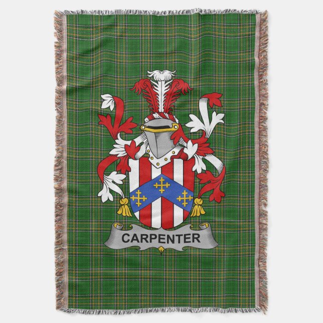Irish Carpenter Coat of Arms Familienwappen Irland Decke (Vorderseite Vertikal)