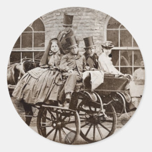 Irish Cart and Horse 1800 Runder Aufkleber