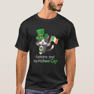 Irish Cat Leprechaun - Shamrock and Ireland Flag T-Shirt