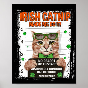 Irish Catnip St Patrick's Day Kleeblatt Cat Poster
