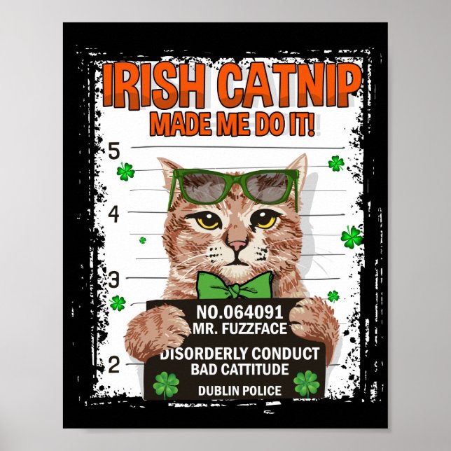 Irish Catnip St Patrick's Day Kleeblatt Cat Poster (Vorne)