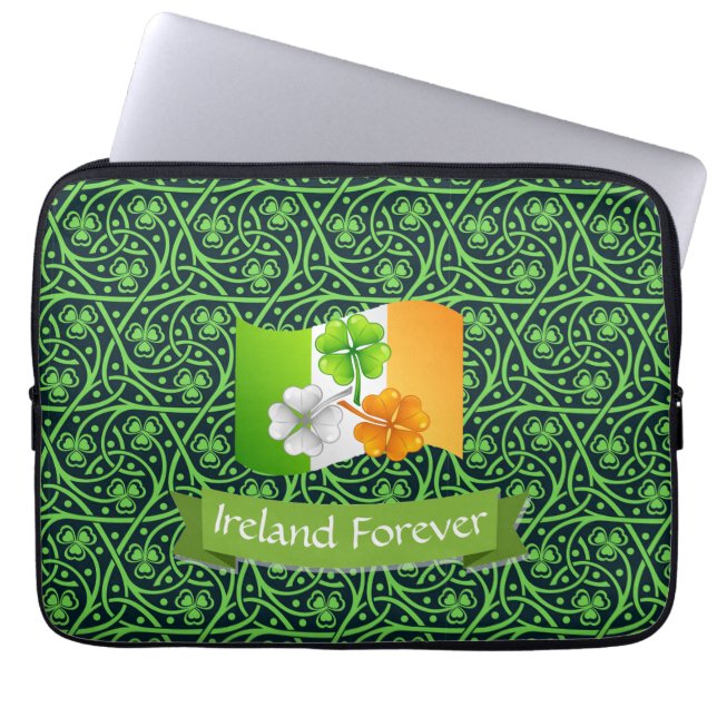 Irish Celtic Clover Laptopschutzhülle (Vorderseite)