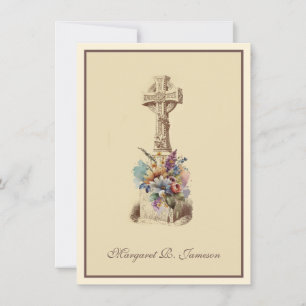 Irish Celtic Cross Floral Condolence Dankeskarte