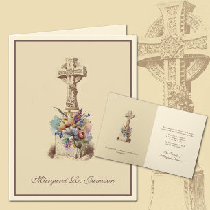 Irish Celtic Cross Floral Condolence Dankeskarte