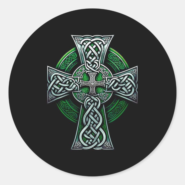 Irish Celtic Cross Knot Christian Holy Trinity Sco Runder Aufkleber (Vorderseite)