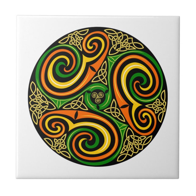 Irish Celtic Design Mandala, Keramik Tile Fliese (Vorderseite)