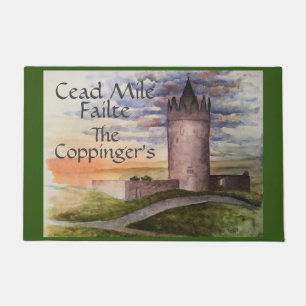 Irish Celtic Greeting Castle Watercolor Doormat Fußmatte