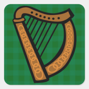 Irish Celtic Harp Quadratischer Aufkleber