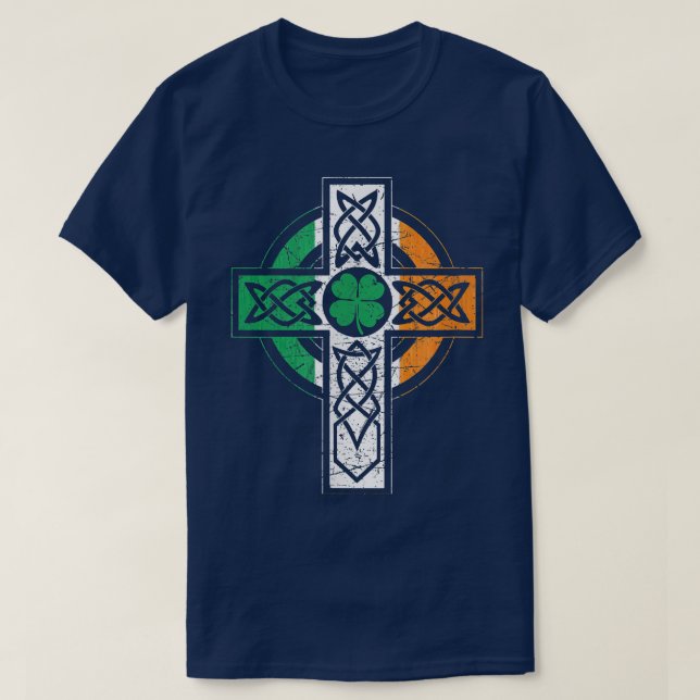 Irish Celtic Knot Christlich Cross Ireland Flag Sh T-Shirt (Design vorne)