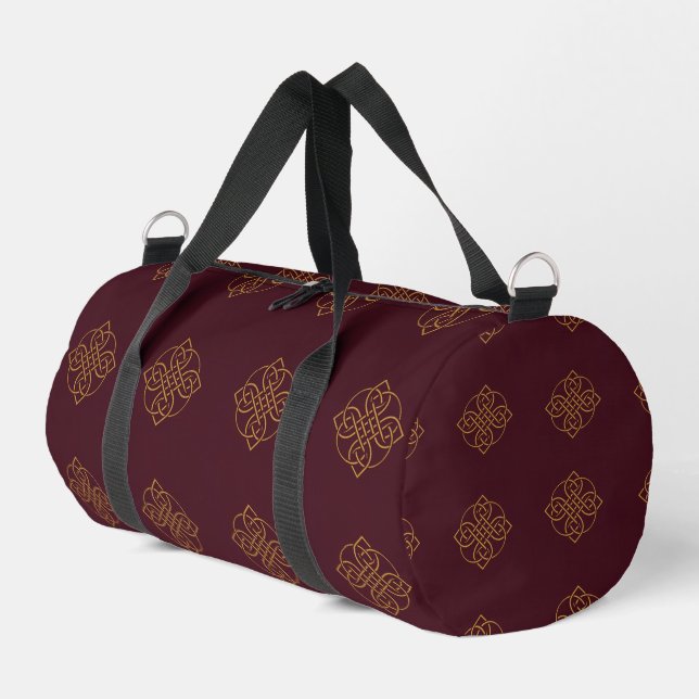 ⭐ ⭐ ⭐ ⭐ Irish Celtic Knot - Gold auf Maroon Duffle Bag (Linke Seite)